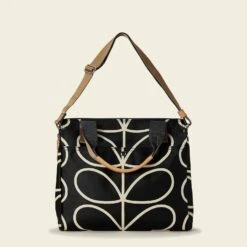 Watson Messenger - Liquorice -Home Furnishing Store 0ETCLIN100 0040 00 Classic Giant Linear Stem Zip Messenger Black Cream BACK