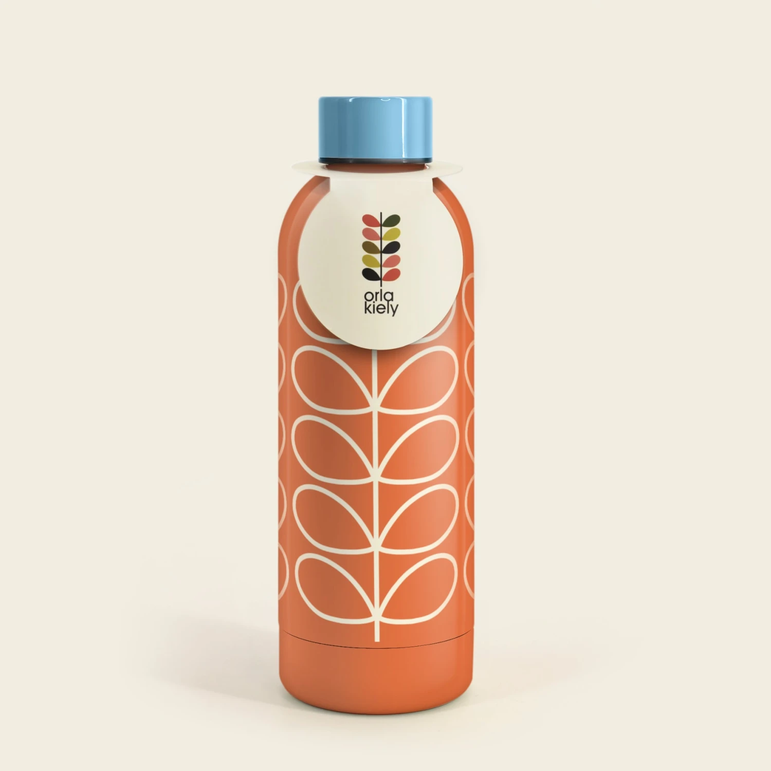 Stainless Steel Water Bottle - Orange Linear Stem 2 Stainless Steel Water Bottle - Orange Linear Stem - Image 2