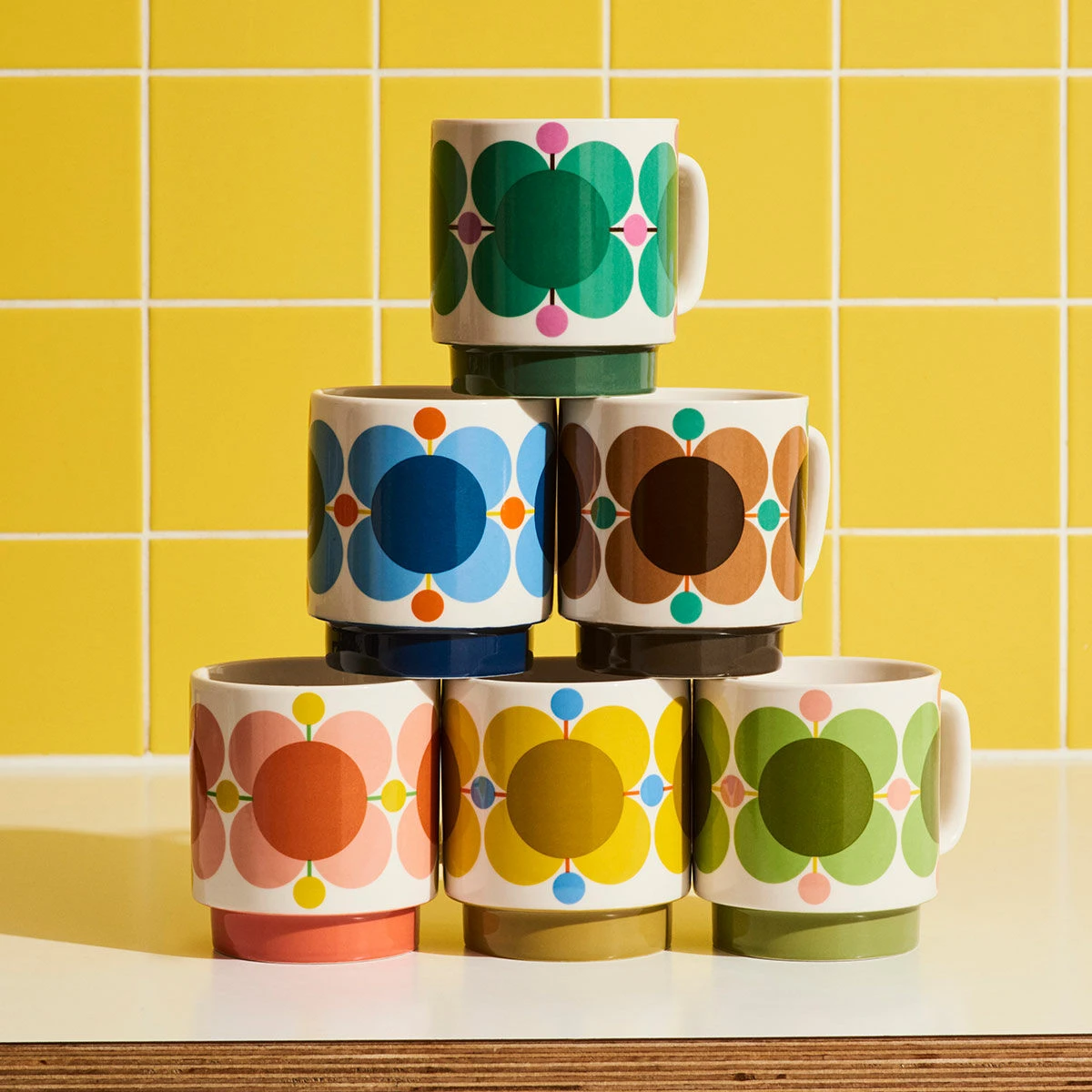 Orla Kiely Atomic Flower Set Of 6 Stacking Mugs 10 Orla Kiely Atomic Flower Set Of 6 Stacking Mugs - Image 10