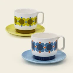 Cappuccino & Saucer Set - Atomic Flower -Home Furnishing Store 149274 OK set 2 stacking cappucino mugs atomic flower 5