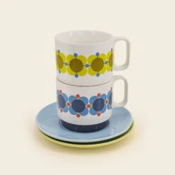 Cappuccino & Saucer Set - Atomic Flower -Home Furnishing Store 149274okset2stackingcappucinomugsatomicflower1