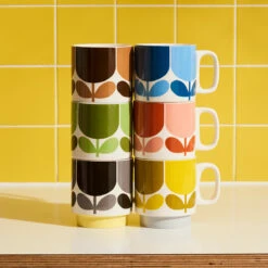 Orla Kiely Block Flower Set Of 6 Stacking Mugs 12 Orla Kiely Block Flower Set Of 6 Stacking Mugs -Home Furnishing Store 149786 orla kiely block flower set of 6 stacking mugs creamls