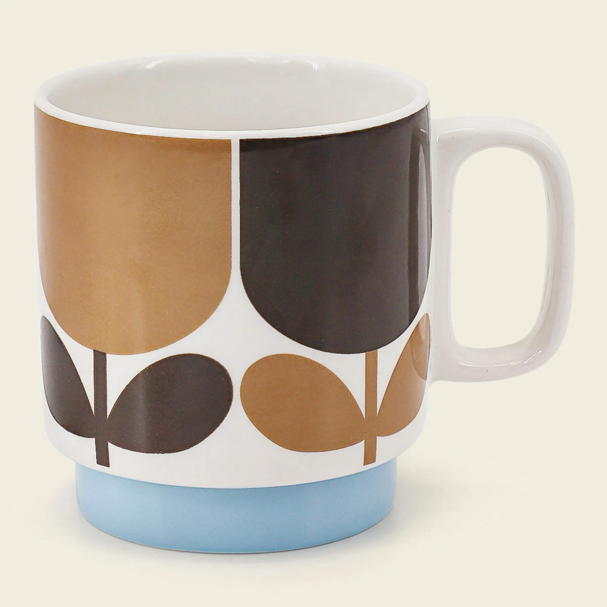 Orla Kiely Block Flower Navy/Bark Set Of 2 Mugs 4 Orla Kiely Block Flower Navy/Bark Set Of 2 Mugs - Image 4