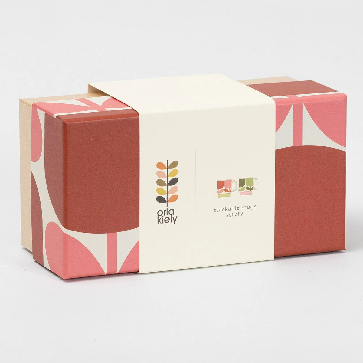 Orla Kiely Flower Tomato/Fern Set Of 2 Mugs 2 Orla Kiely Flower Tomato/Fern Set Of 2 Mugs - Image 2