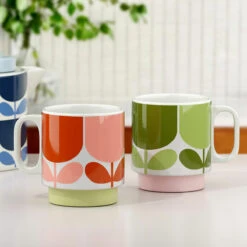 Orla Kiely Flower Tomato/Fern Set Of 2 Mugs 7 Orla Kiely Flower Tomato/Fern Set Of 2 Mugs -Home Furnishing Store 149847 orla kiely block flower tomatofern set of 2 mugs ls