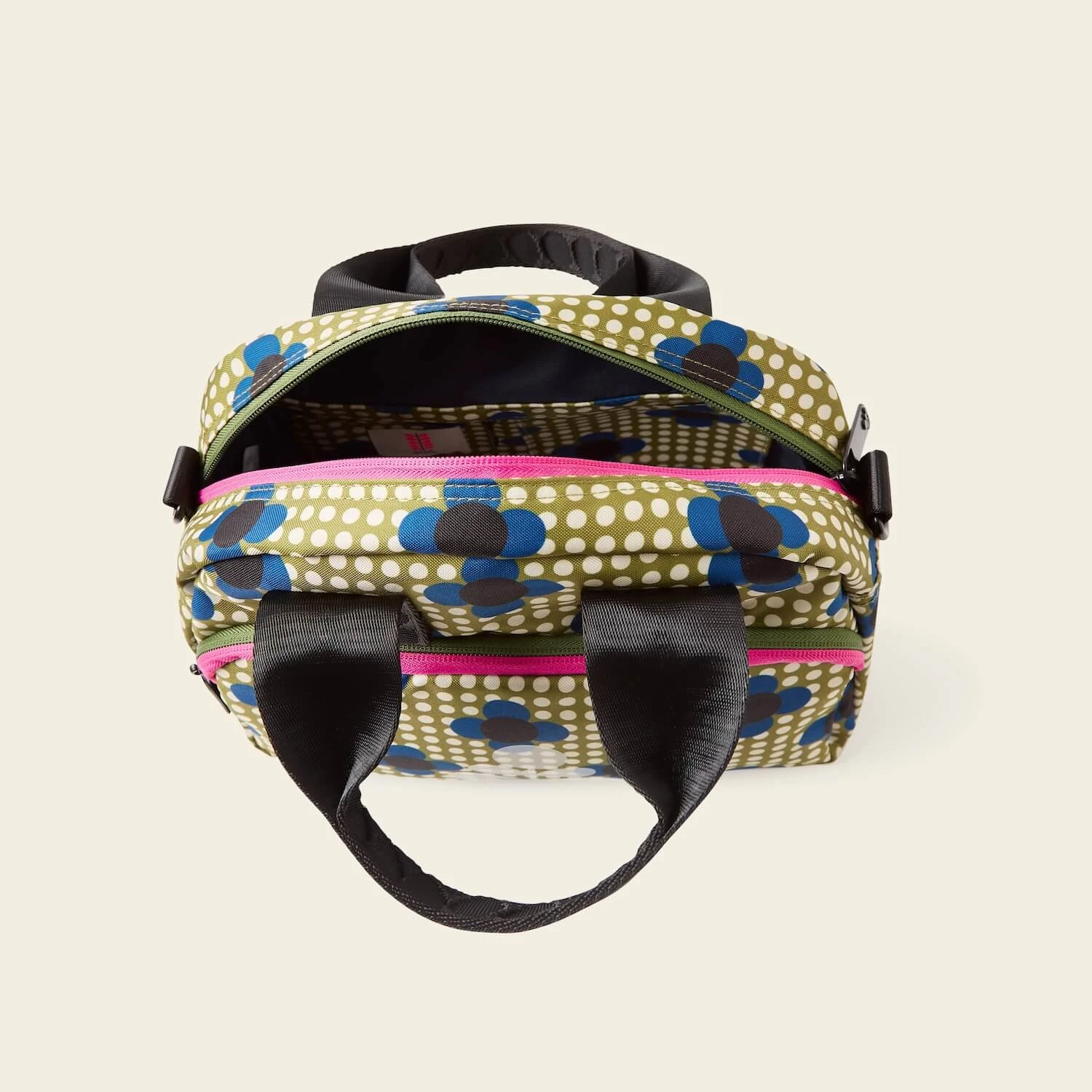 Radial Handbag - Flower Polka Dot Olive 5 Radial Handbag - Flower Polka Dot Olive - Image 5