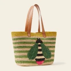 Monday Basket Bag - Bug Green Stripe -Home Furnishing Store 24SERAF885 3000 MondayTote BugGreenStripe2