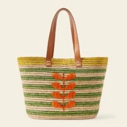 Monday Basket Bag - Bug Green Stripe -Home Furnishing Store 24SERAF885 3000 MondayTote BugGreenStripe3
