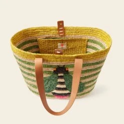 Monday Basket Bag - Bug Green Stripe -Home Furnishing Store 24SERAF885 3000 MondayTote BugGreenStripe4