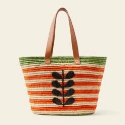 Monday Basket Bag - Puffin Orange Stripe -Home Furnishing Store 24SERAF885 8000 MondayTote PuffinOrangeStripe3