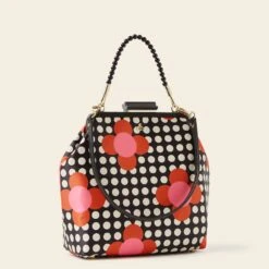 Jenny D Handbag - Fuchsia Flower Polka Dot -Home Furnishing Store 24SESAT842 6710 JennyD HHandbag FuchsiaFlowerPolkaDot2