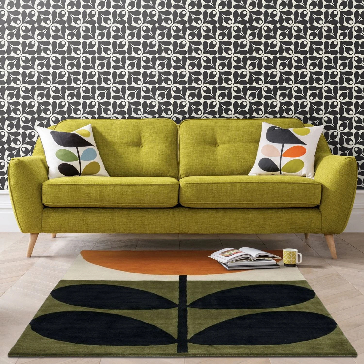 Orla Kiely Laurel Large Velvet Sofa 2 Orla Kiely Laurel Large Velvet Sofa - Image 2