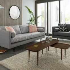 Orla Kiely Mimosa Left Hand Facing Large Velvet Chaise Sofa