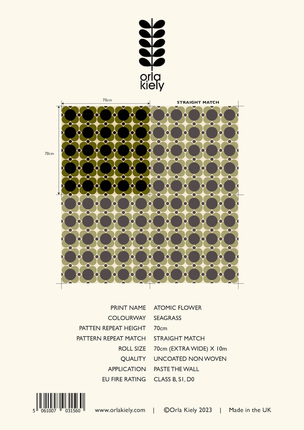 Atomic Flower Khaki Wallpaper - Sample 2 Atomic Flower Khaki Wallpaper - Sample - Image 2