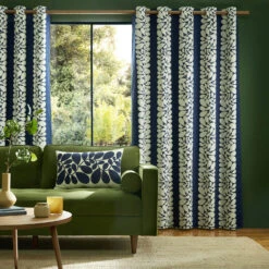 Sycamore Stripe Lined Eyelet Curtains Space Blue -Home Furnishing Store SycamoreStripeCurtainMain