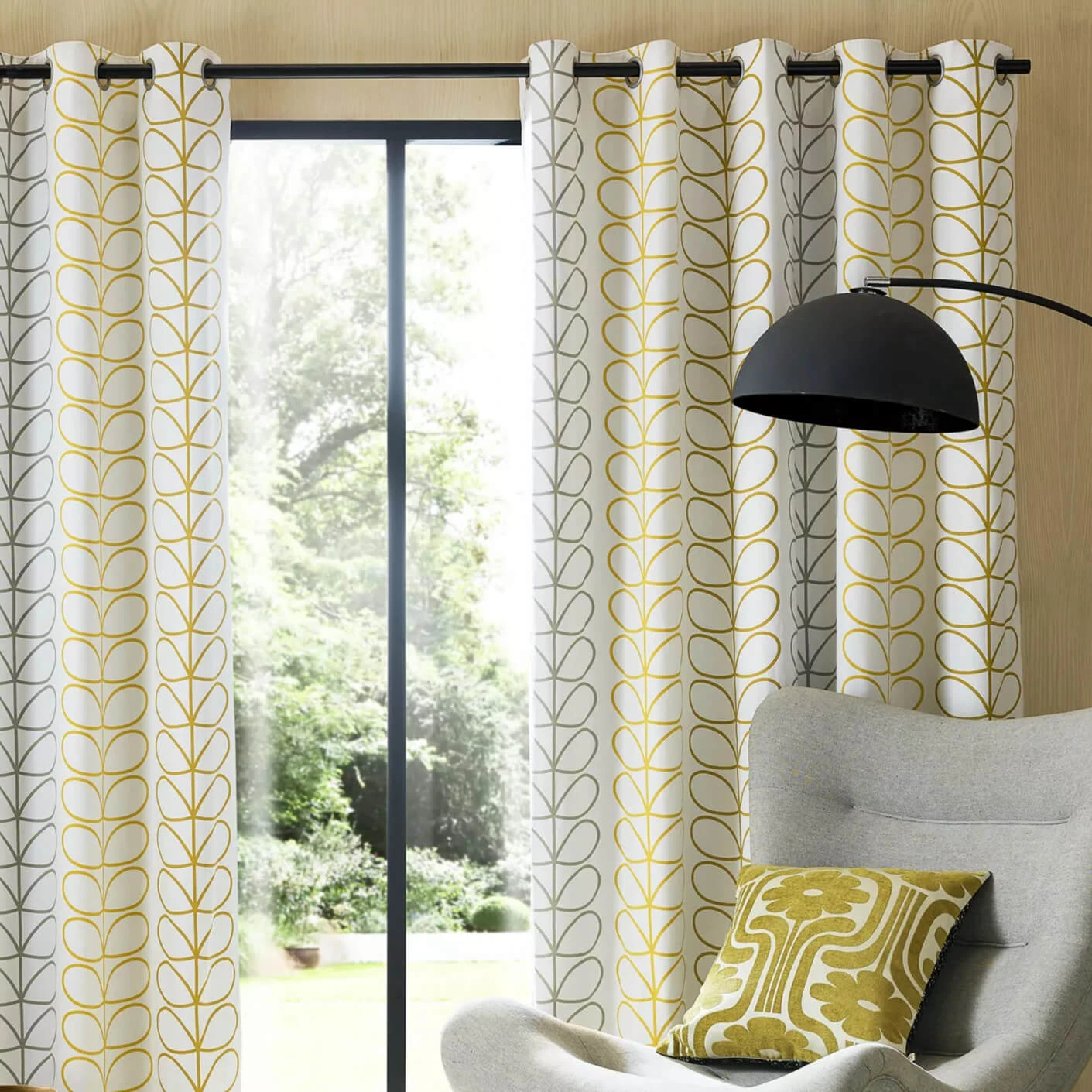 Trio Stem Ochre Curtains 1 Trio Stem Ochre Curtains