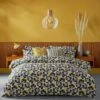 Orla Kiely Japonica 100% Cotton 200 Thread Count Duvet Cover - Graphite/Yellow