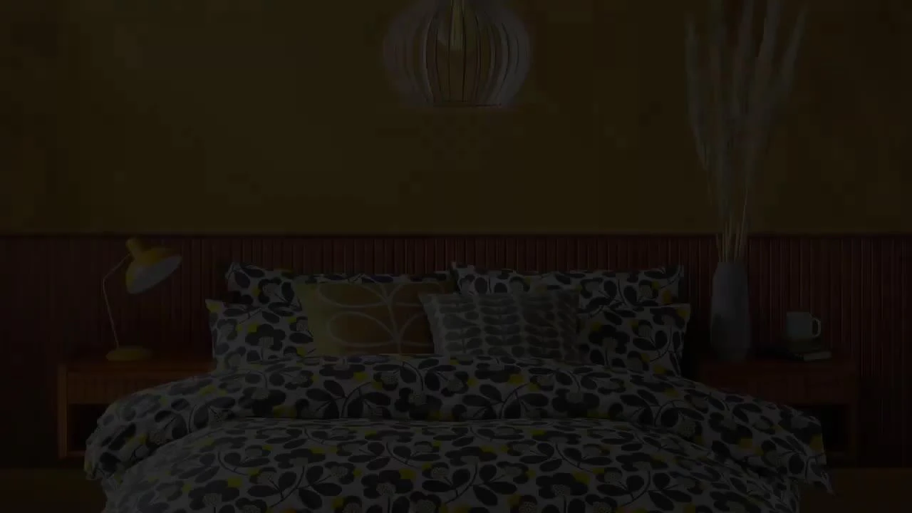 Orla Kiely Japonica 100% Cotton 200 Thread Count Duvet Cover - Graphite/Yellow 5 Orla Kiely Japonica 100% Cotton 200 Thread Count Duvet Cover - Graphite/Yellow - Image 5