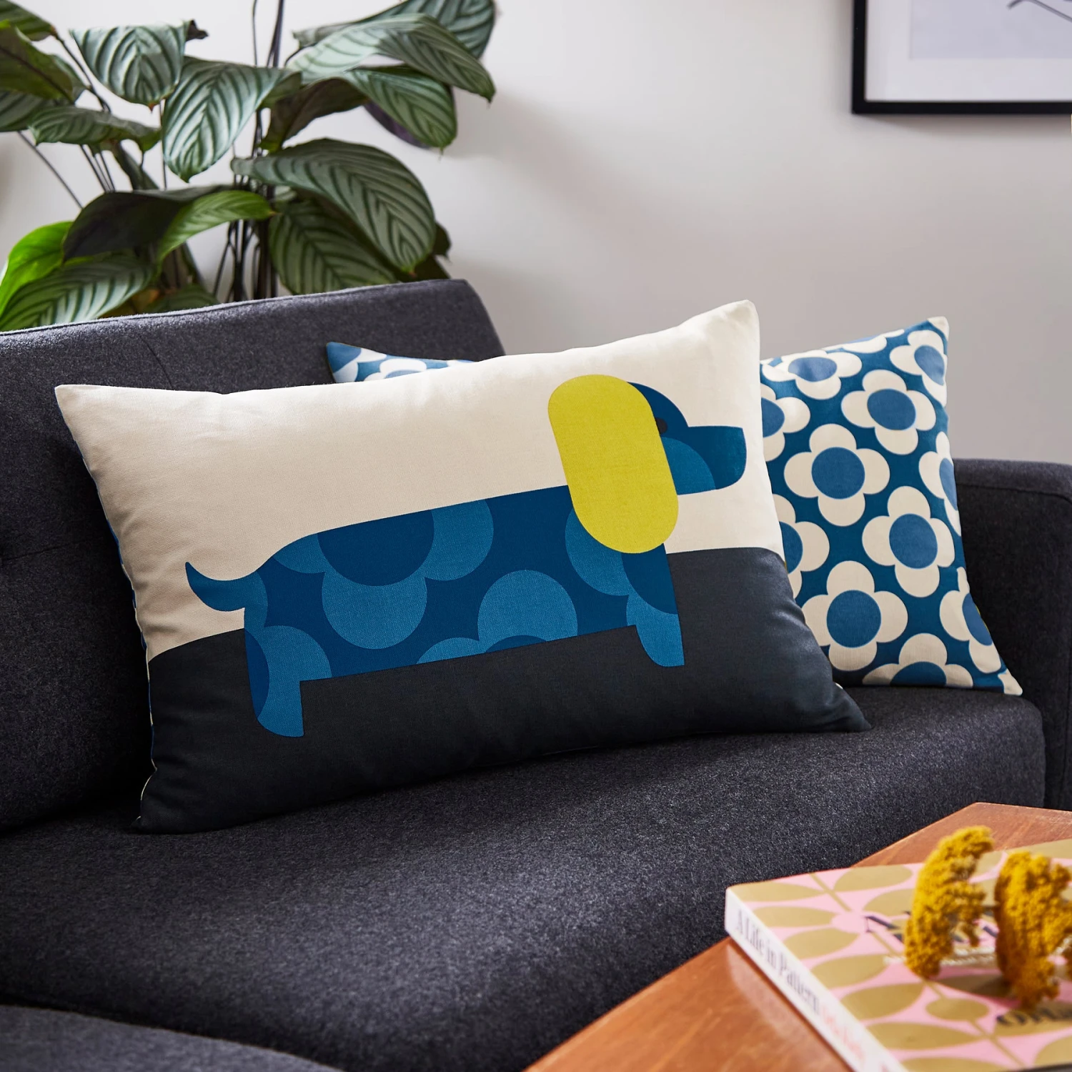 Dachshund Cushion - Blue 2 Dachshund Cushion - Blue - Image 2