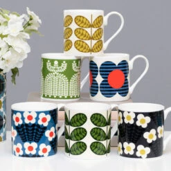Orla Kiely Blue Striped Flower Standard Mug -Home Furnishing Store mclaggan orla kiely mugs collection nov2021 lifestyle 2